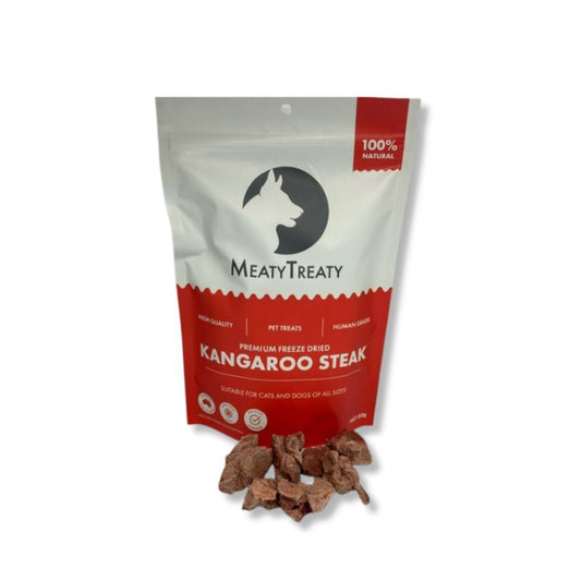 MEATY TREATY Freeze Dried Kangaroo Steak Pet Treats 80g