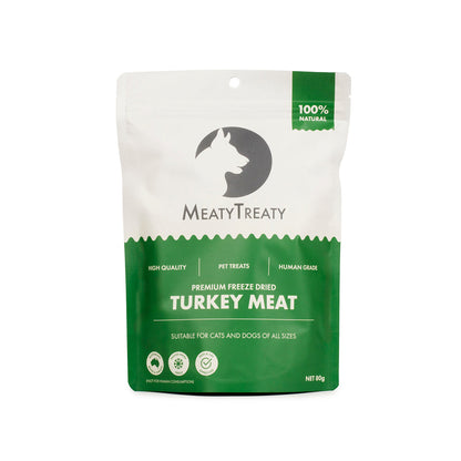 MEATY TREATY Freeze Dried Turkey Pet Treats 80g