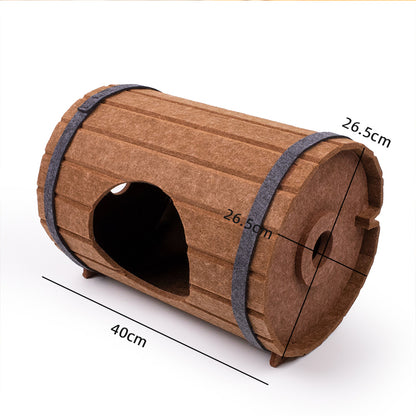 Assembled Wine Barrel Felt Cat Bed