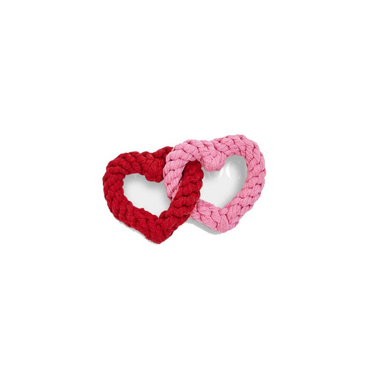 FOFOS Heart Rope Interlocking Rings Plush Squeaky Dog Toy