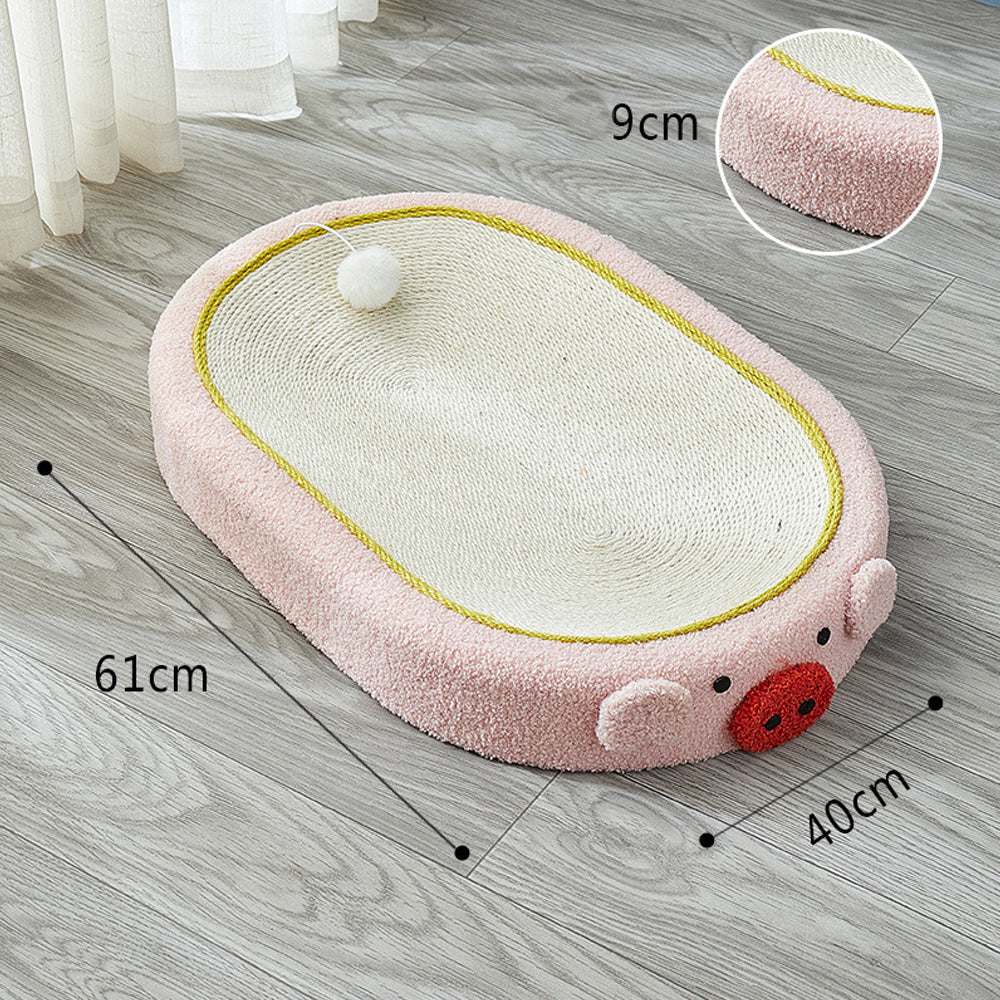 Oval-shaped Extra Large Sisal Cat Scratcher With Ears - 61X40X9 cm