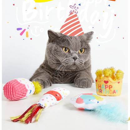 FOFOS Birthday Cake Plush Catnip Cat Toy