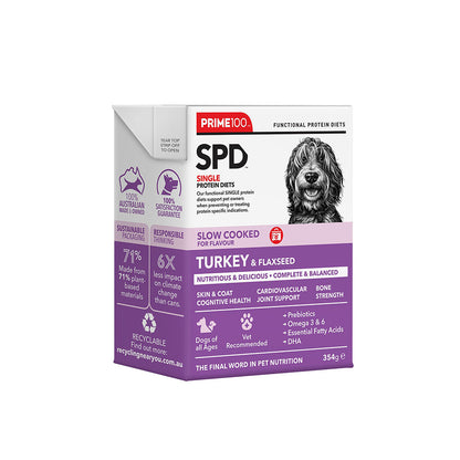 PRIME100 SPD Slow Cooked Turkey & Flaxseed Wet Dog Food 354g