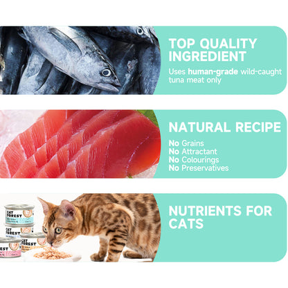 CAT FOREST Premium Tuna White Meat with Salmon in Jelly Canned Cat Food