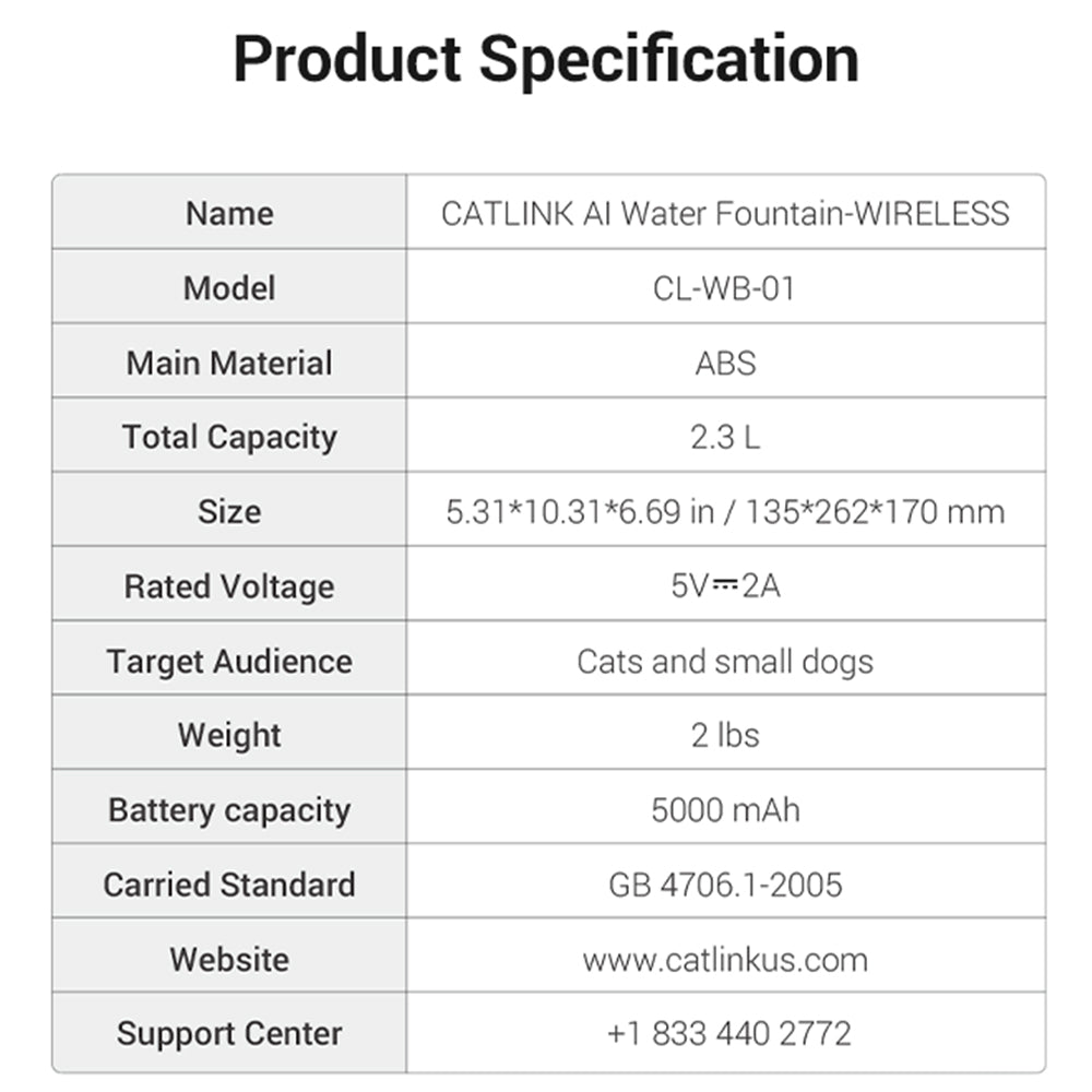 CATLINK Pure 3 AI Water Fountain - Wireless