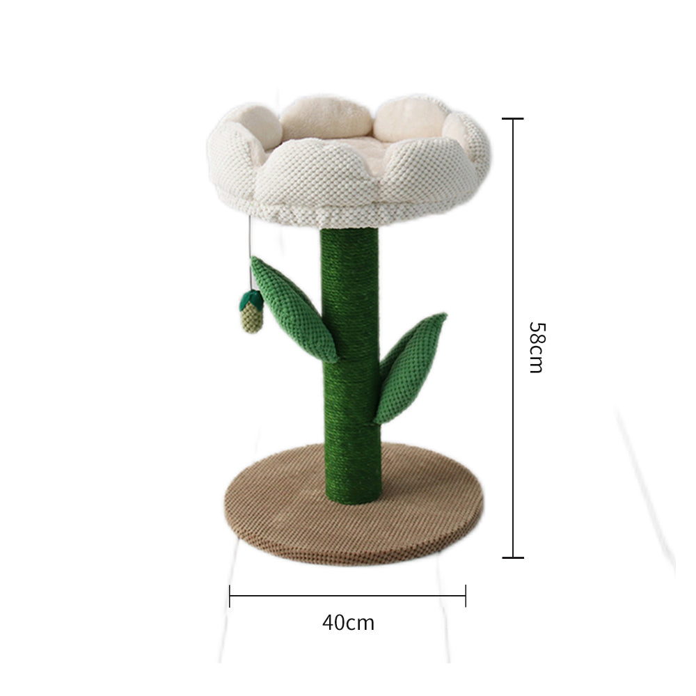 CATIO White Camellia Flower Cat Scratching Tree