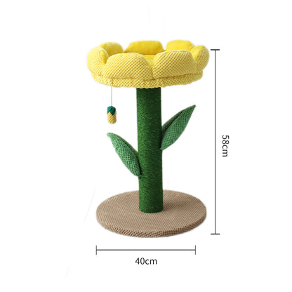 CATIO Yellow Camellia Flower Cat Scratching Tree