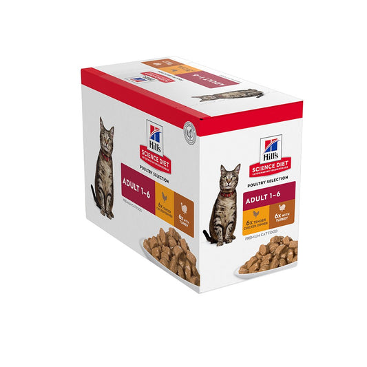 HILLS Science Diet Poultry Selection Variety Adult Wet Cat Food 85G x 12