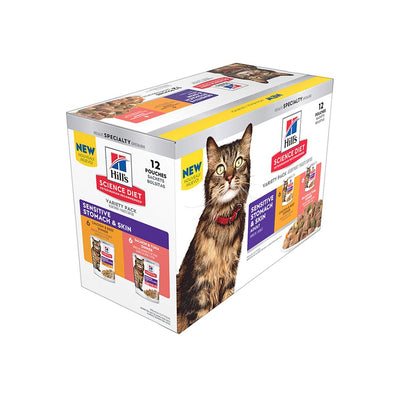 HILLS Science Diet Sensitive Skin & Stomach Variety Adult Wet Cat Food 80G x 12