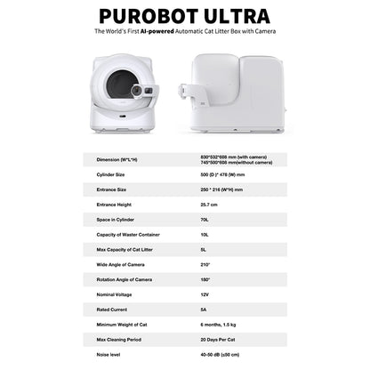 PETKIT Purobot Ultra AI-powered Cat Litter Box With Camera & Accessories