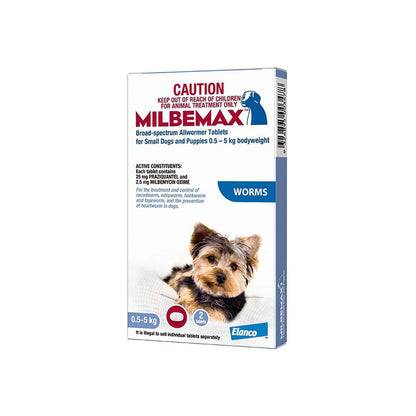 MILBEMAX Allwormer Dog 0.5-5KG 2 Tablets