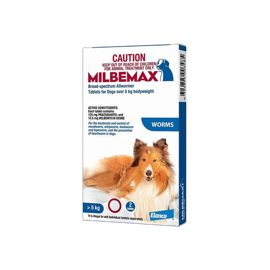 MILBEMAX Allwormer Dog Over 5KG 2 Tablets