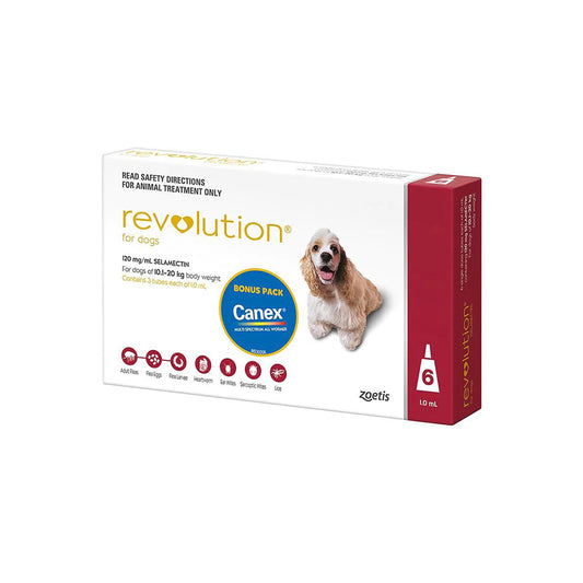 REVOLUTION Flea Management for Dogs weighing 10.1-20kg 6 packs