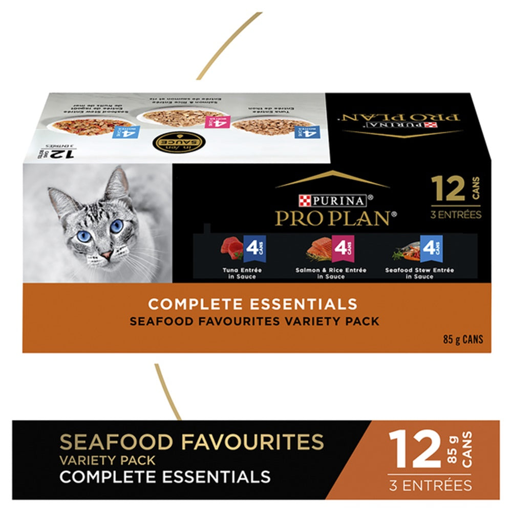 PRO PLAN Complete Essentials Tuna & Salmon Seafood Variety Pack Wet Cat Food 85g x 12