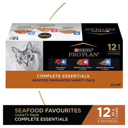 PRO PLAN Complete Essentials Tuna & Salmon Seafood Variety Pack Wet Cat Food 85g x 12