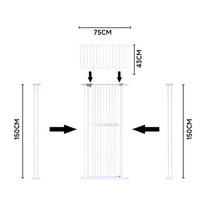 Cat Adjustable Metal Gate & Accessories 150cm