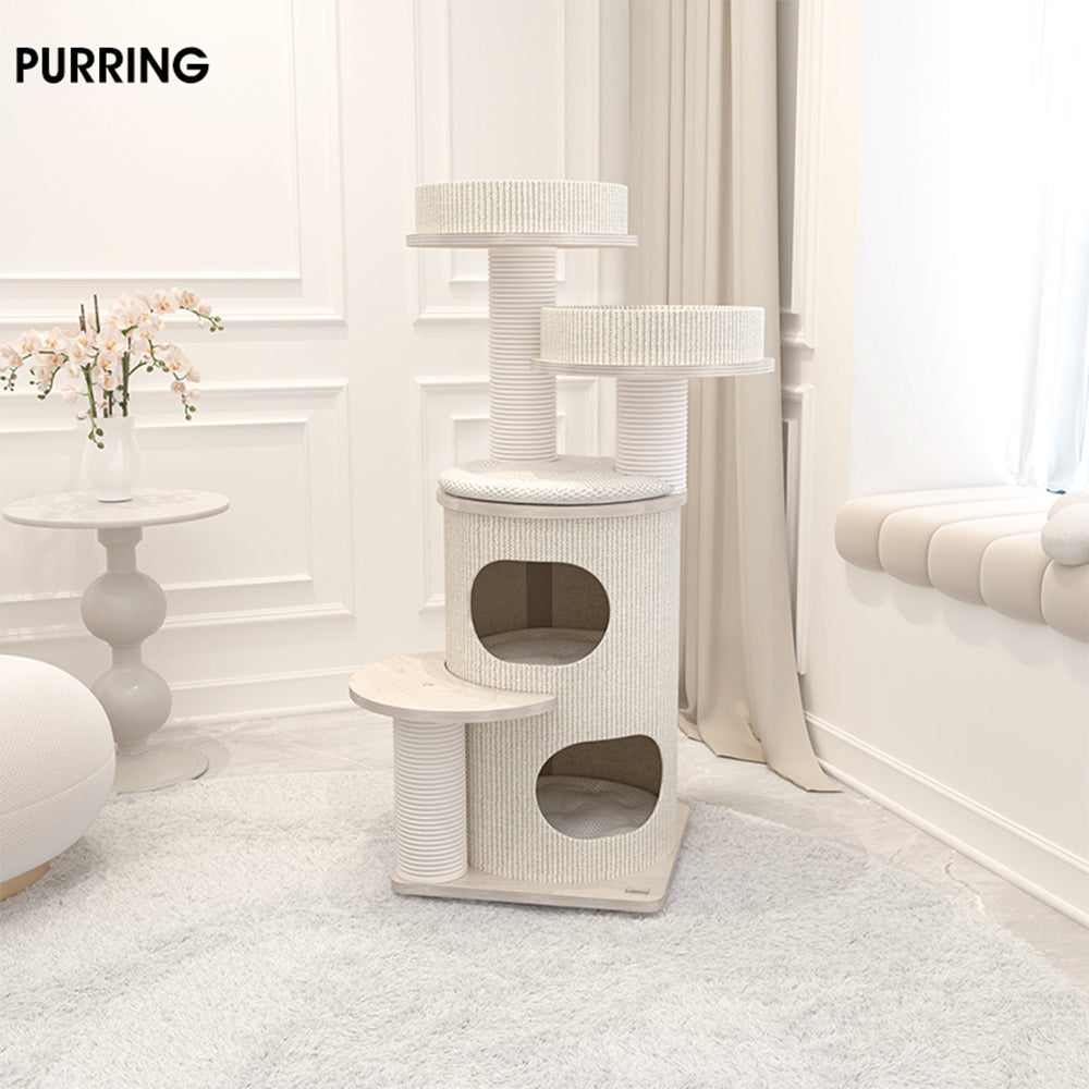 HONEYPOTCAT PURRING Multi-Level Sisal Barrel Cat Tower