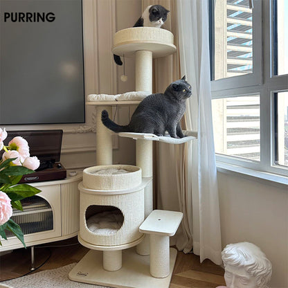 HONEYPOTCAT PURRING Multi-Tier Plush & Sisal Deluxe Cat Tree - 153cm