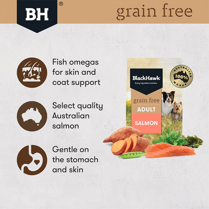 BLACK HAWK Grain Free Salmon Adult Dry Dog Food 15kg