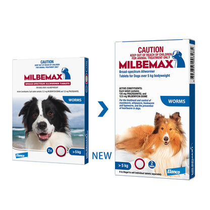 MILBEMAX Allwormer Dog Over 5KG 2 Tablets