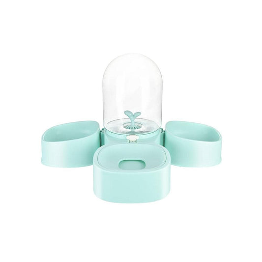 PAKEWAY Aqua Mangosteen Double Pet Bowl (Dual Feeding Bowls + One Water Bowl)