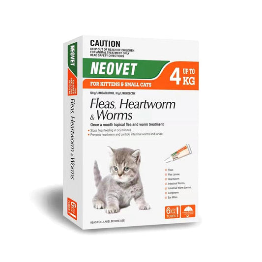 NEOVET Flea And Worming For Kitten & Small Cats Up To 4kg Orange