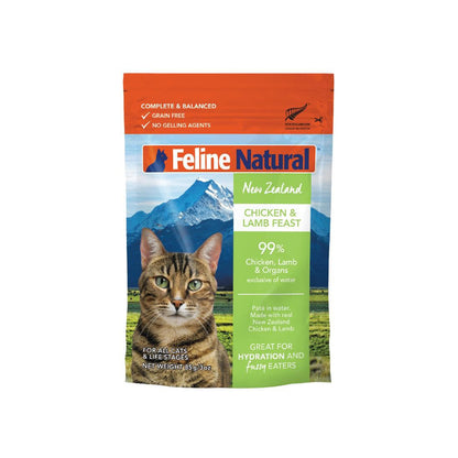 FELINE NATURAL Chicken & Lamb Cat Food 12x85g (pouches)