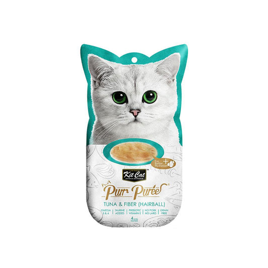 KIT CAT Purr Puree Tuna & Fibre Hairball Paste Cat Treats 15gx4