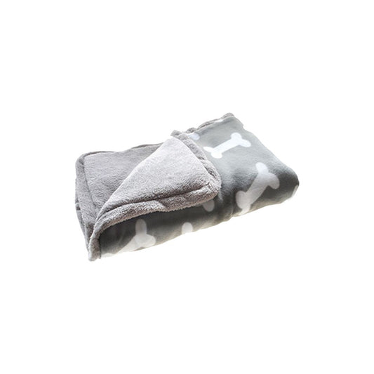 IT'S BED TIME Grey & White Bone Dog Blanket