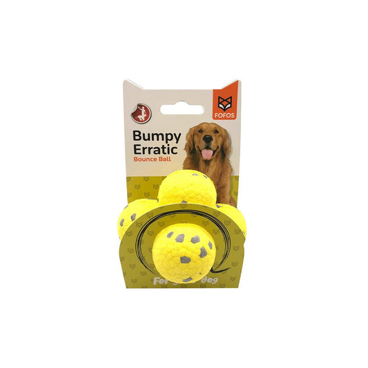 FOFOS The Amazing Ultra-Durable Yellow/Grey Bounce Dog Toy Ball