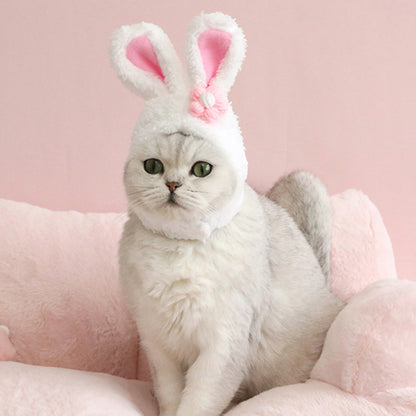 Flower Rabbit Ears Hat For Cat (28-35cm)