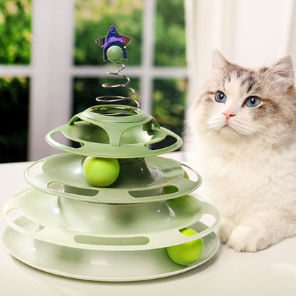 KARA PET Green Cat Turntable Toy With Balls