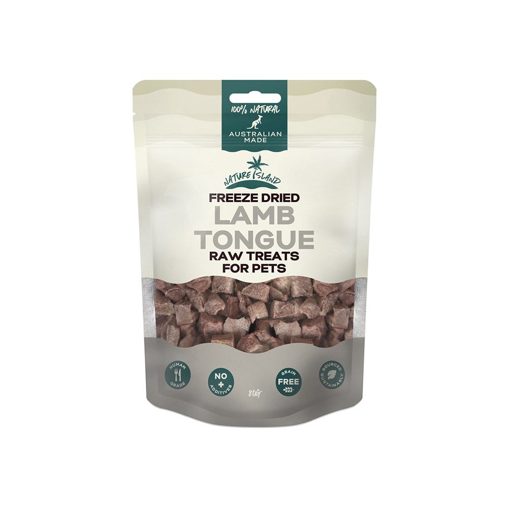 NATURE ISLAND Freeze Dried Lamb Tongue Raw Pet Treats 80g