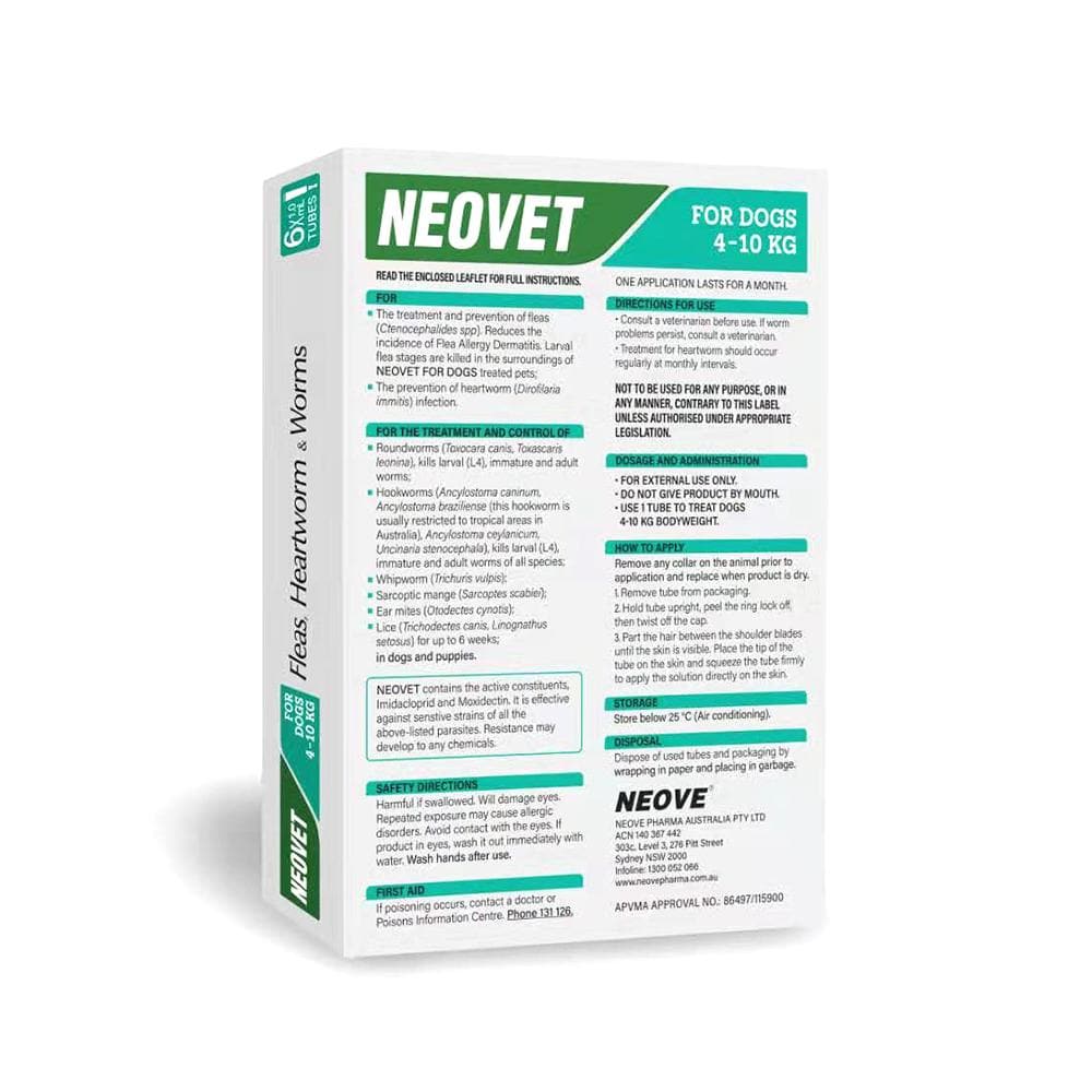 NEOVET Flea And Worming For Medium Dogs 4-10kg Aqua