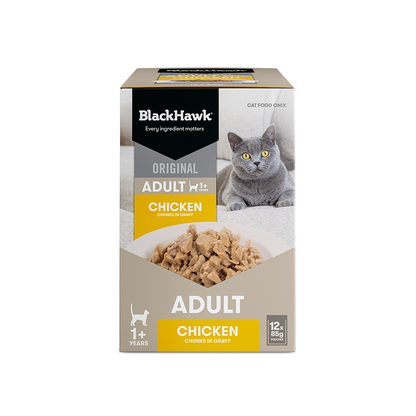 BLACK HAWK Original Chicken in Gravy Adult Wet Cat Food 85g x 12