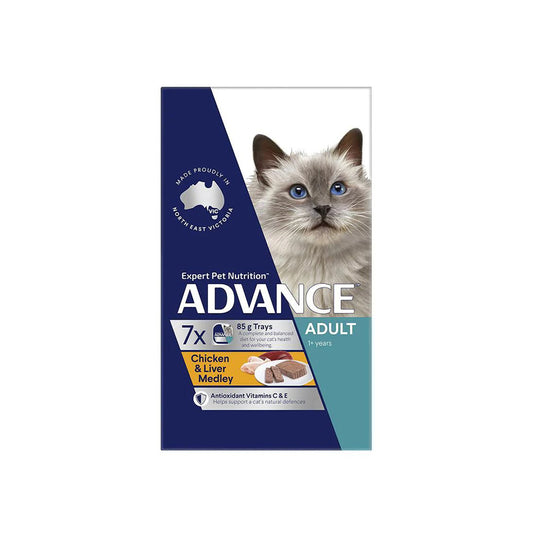 ADVANCE Chicken & Liver Medley Cat Food for Adult Cats 7x85g