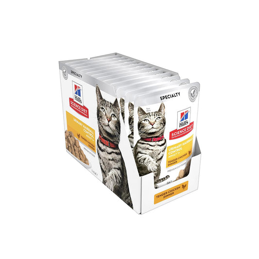 HILLS Science Diet Urinary Hairball Control Chicken Adult Wet Cat Food 85g x 12