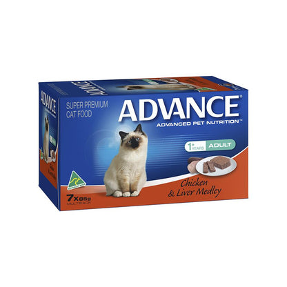 ADVANCE Chicken & Liver Medley Cat Food for Adult Cats 7x85g