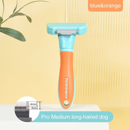 PAKEWAY T10 Self-Cleaning Long Hair Remover Dog Comb (Medium)