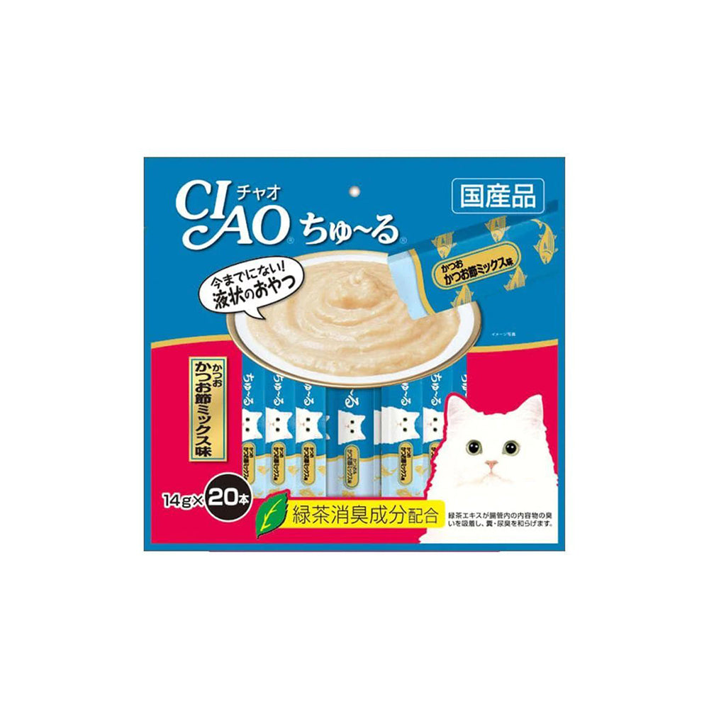 CIAO Churu Tuna & Dried Bonito Mix Puree Cat Wet Treats 20x14g
