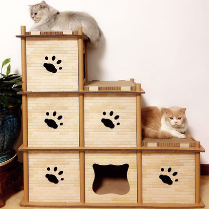 ZODIAC Stone Colour Tower Corrugated Paper Cat Scratcher