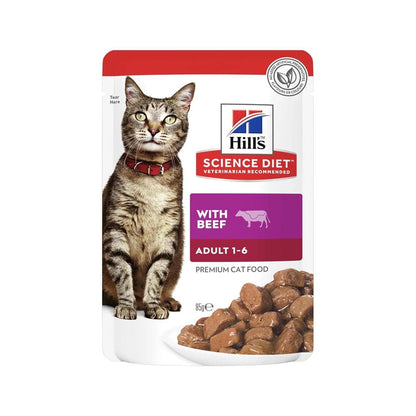 HILLS Science Diet Beef Adult Wet Cat Food 85g x 12